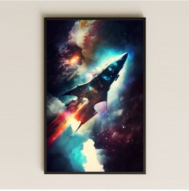 Resim Fırlatma Anı Temalı Uzay Gemisi Pleksi Tablo - Epik Bilimkurgu Dekoru 