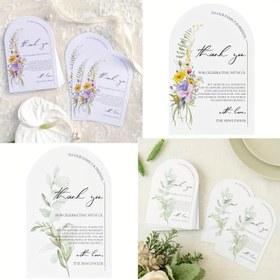 Resim 50 adet Çiçekli Düğün Alınteri Teşekkür Kartları, 10.16x15.24cm - Şık Kemer Tasarımı ile 'Teşekkür Ederiz' ve 'Bizimle Kutlama Yapmak İçin' Metni, Yeni Evliler için Özelleştirilmiş, Masa Dekoru ve Hediye Dekorasyonları için İdeal, Düğün İstasyonu | Çiçekli Desenler | Şık Yazı, Düğün Davetiyeleri 