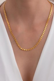 Resim Bayar Gold 14 Ayar Altın Orta Kalın Halep Pullu Zincir Kolye 