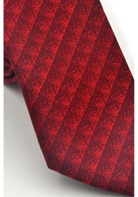 Resim Gaffy Siyah Küp Desenli Kırmızı Dokuma Kumaş Mendilli Slim Fit Kravat // Sdk-2605-5 Kırmızı 
