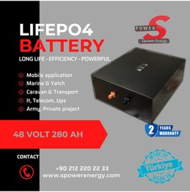 Resim Spower 48v 280 Ah 52,8 Volt 15 Kw Lityum Lifepo4 Bluetooth Priz 