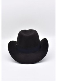 Resim Külah Kadın Süet Western Kovboy Şapkası - Siyah - Standart Siyah 