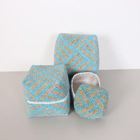 Resim Bali Flat Boncuklu Bambu Saklama Kutuları 3 lü SET 