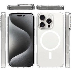 Resim İphone Uyumlu 16 Pro Max Kılıf Magsafe Şarj Özellikli Şeffaf Sert Pc Redclick Embos Kapak 