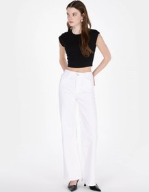Resim Colin's Regular Fit Yüksek Bel Geniş Paça Kadın Beyaz Jean Pantolon 