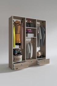 Resim Kenzlife Giysi Dolabı 3 Bölmeli 3 Çekmeceli Hamit150 Crd Dolap Kapaksız 