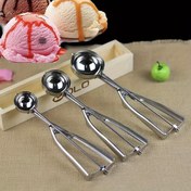 Resim Paslanmaz Çelik Dondurma Kaşığı - Paslanmaya Karşı Dirençli, Dondurma, Kurabiye & Meyve Topları Şekillendirmek İçin Mükemmel | Temel Mutfak Aleti 