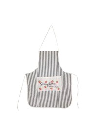 Resim Çizgili Cepli Çilek Temalı Retro Mutfak Önlüğü 
