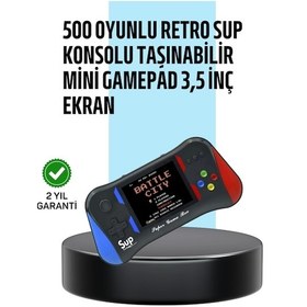 Resim 3,5 İnç Ekranlı Taşınabilir El Konsolu 500 Klasik Oyunla Eğlence Yanınızda 