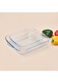 Resim Mastercheh 2'li Şeffaf Kare Cam Fırın Kabı Şeffaf 