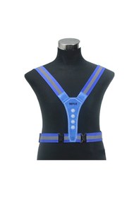 Resim 4led Işıklı Yansıtıcı Yelek, Elastik V Şeklinde - Mavi Çok Renkli 
