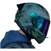 Resim Gökkuşağı Vizör + Spoiler + Ls2 Rapid 2 Thunder Birds Kask Mat Yeşil Siyah 