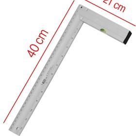 Resim Su Terazili Alüminyum L Gönye Cetvel Ölçme Ölçüm Kaynak Kaynakçı Marangoz Gönyesi 400 mm 40 cm 