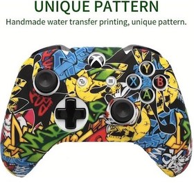 Resim Cloud011 Premium Silicone Xbox One Kumanda Kılıfı - Graffiti Desen, Kaymaz, Terleme Önleyici, Darbe Emici, Rahat Tutuş 
