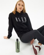 Resim Elle Sport Beyaz Baskılı Cepli Kadın Kapüşonlu Sweatshirt 