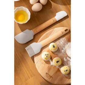 Resim Gri Soft Silikon Fırça ve Spatula Seti, Mutfakta Pratik Kullanım Sağlar. 