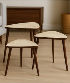 Resim Tokyo Zigon Sehpa Traverten Krem 