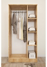 Resim Ases Mobilya Ases Asl644 Geniş Gardırop 3 Kapaklı Elbise Dolabı Siyah Kulplu Beyaz Ve Safir Meşe Safir Meşe 