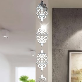 Resim 10 Parça Akrilik Ayna Duvar Çıkartmaları Seti - Oturma Odası & Tavan Dekoru için Geometrik Gümüş Köşe Stickerları, Kolay Yapıştır & Soy, Güç Gerektirmez 