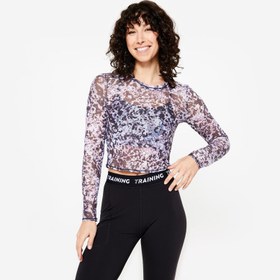 Resim Uzun Kollu Crop Top Tişört - Çok Renkli 