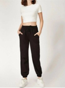 Resim Unisex Siyah Paçası Lastikli Eşofman Altı Siyah 