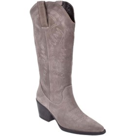 Resim pullman Hakiki Deri İşlemeli Western Kadın Çizme PLM-011 VİZON SÜET 