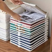 Resim 12'li İstiflenebilir Giysi Katlama Tahtası - Tişört, Gömlek, Pantolon için Yerden Tasarruf Sağlayan Gardırop Düzenleyici Sistemi - Şeffaf Kapaklı Dayanıklı Plastik Saklama Kutuları, Kolay Erişim ve Kompakt Depolama için Bağımsız Tasarım, Giysi Düzenleyici Saklama 