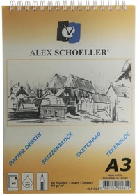 Resim Alex Schoeller Aydınger Bloknot Eskiz Spiralli 60 Yp A3 90 G Alx 