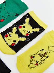 Resim LC Waikiki Shining Store'dan Işıltılı Seçimler Pikachu Dokulu Erkek Çocuk Patik Çorap 5'li 