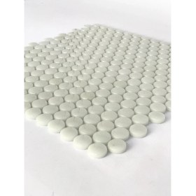 Resim Orient Mutfak,banyo,zemin ve Havuz Için Sade Beyaz Yuvarlak Cam Mozaik ( 1 Koli = 1 m2 Fiyatıdır ) 