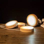 Resim Kristal Aromaterapi Taşı ile Rustik Ahşap LED Gece Lambası - Ev, Ofis veya Hediye için USB Güçlü Dekoratif Lamba - Sıcak Işık, Düğme Kontrolü, ABS Gölge, Doğal Ahşap Taban, Oturma Odası Lambaları 