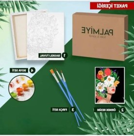 Resim Numaralı Tuval Seti İle Sayılarla Boyama - Papatya Motifi 40x50 Cm . 