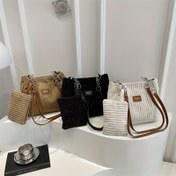 Resim Yeni Minimalist Çizgili Flanel Omuz Çantası, Kadınlar İçin Büyük Kapasiteli Fermuarlı Tote Çanta, Makinede Yıkanabilir ve Kuru Temizlenebilir, İş ve Günlük Kullanım için Çok Amaçlı Seyahat Çantası 