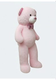 Resim Parlak Papyonlu Peluş Ayı 150 Cm Pembe Çok Renkli 