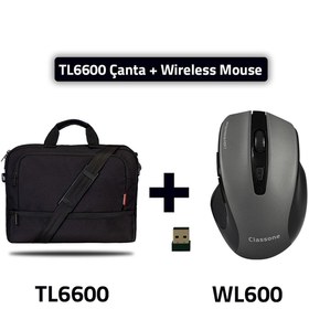 Resim Classone TL6600-Wl600 Wtxpro Su Geçirmez Kumaş 15.6 Inç Uyumlu Notebook ,laptop El Çantası+WL600 Kablosuz Mouse 