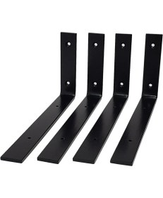 Resim Beasym Raf Altı Ayak Raf Tutucu L Demir 12 x 25 cm Siyah Montaj Aparatı (4 Adet) 