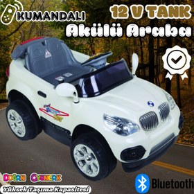 Resim Kumandalı BMW Akülü Araba Beyaz - Kumandalı 12 Volt Tek Kişilik Akülü Araba Akülü JEEP - TX5 Sport Akülü Araba 