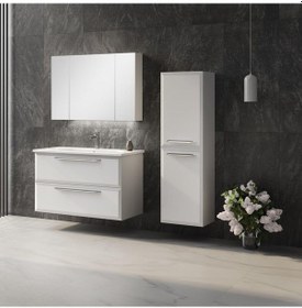 Resim Orka Nuvola 100 Cm Mdf Beyaz Banyo Dolabı Takımı Ve Boy Dolabı Beyaz 