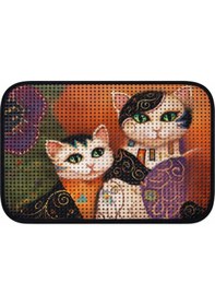 Resim Petesia Elekli Desenli Kedi Tuvalet Önü Paspası 60 X 45 Cm Maske 