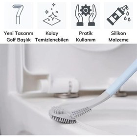 Resim Büro Ev Hijyeni İçin Kanca Hediyeli Golf Tipi Silikon Mutfak Temizlik Fırçası 