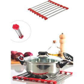 Resim Katlanabilir Silikon Metal Tencere Tava Altlığı Metal Nihale 