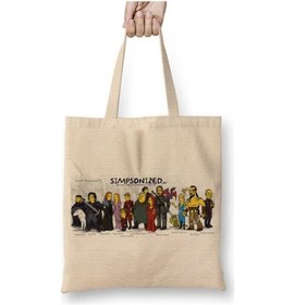 Resim Toyaso Game Of Thrones Simpsonized 02beyaz Bez Çanta Uzun Saplı Alışveriş Çantası Plaj Çantası Beyaz 