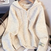 Resim Kadınlar İçin Bej Kapüşonlu Kazak - Şık Sweish Tasarım, İpli Kapüşonlu Esnek Kışlık Kazak - Sonbahar/Kış/Her Mevsim Kullanımına Uygun, Ofis ve Parti Stili, Katmanlı Giyim, Skandinav Tarzı, Yüksek Esnek Örgü, Yumuşak Kumaş, Moda Tutkunları İçin 