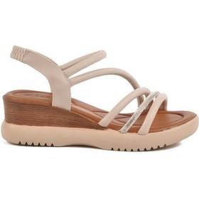 Resim Aspor Bej Kadın Dolgu Topuk Sandalet Çok Renkli 