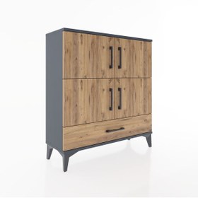 Resim Arges Şifonyer 4 Raflı Tek Çekmeceli 4 Kapaklı 88x30x96 - Aytaşı / Çam 