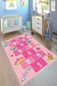 Resim Cotton Şönil Kaymaz Tabanlı Yıkanabilir Antibakteriyel Dijital Baskı Çocuk Halısı, CK-10153A-CTN-100X300 