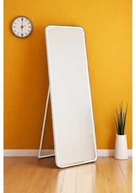 Resim Raven Oval Kesim Modern Metal Ayaklı Boy Aynası 170 X 60 Beyaz 