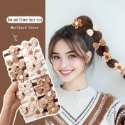 Resim 10 Adet Şık Kahverengi & Bej Çiçekli Saç Lastikleri Fiyonk Detaylı - Dayanıklı Polyester Karışımı, Şık At Kuyrukları & Günlük Kullanım İçin Her Mevsim Uygunluk 