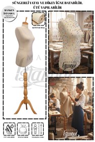 Resim Manken İstanbul Yüksek Kalite 44 Beden Keten Kumaş Full Iğne Batabilen Terzi Mankeni Prova Mankeni 