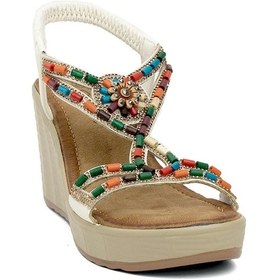 Resim Guja 24y156-2 Dolgu Topuk Taşlı Kadın Sandalet 001 